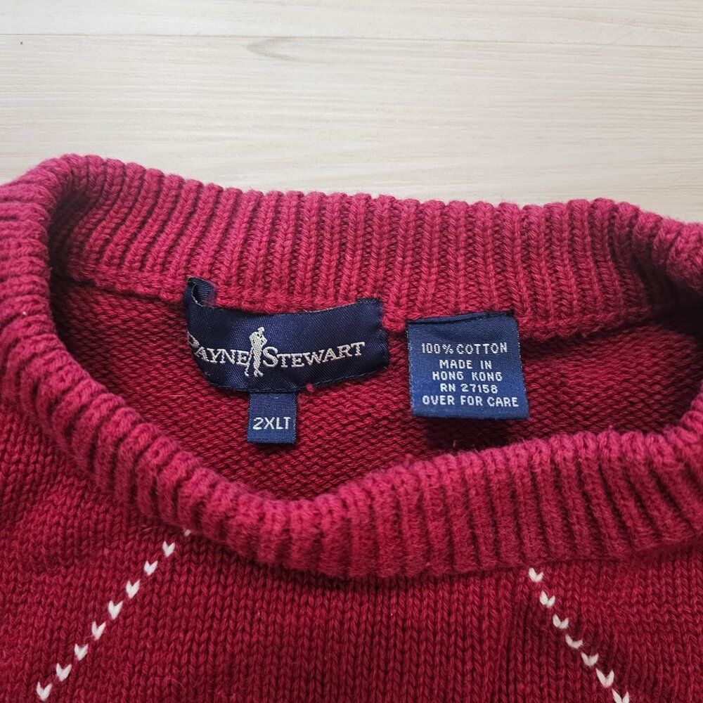 90s Vintage Payne Stewart Red Argyle Embroidered Golf Sweater Size 2XLT - Picture 8 of 9